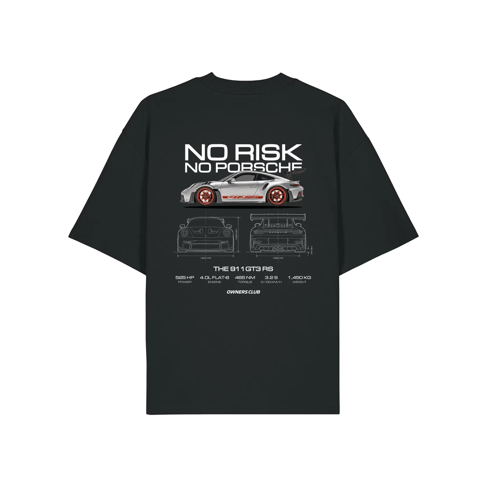 No Risk, No Porsche · T-shirt — Black